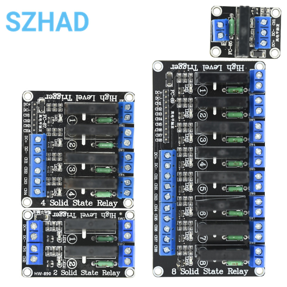 Jual 1 2 4 8 annel 5V 12V 24V DC Relay Module Solid State High Level ...