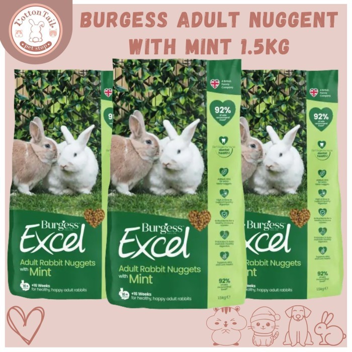 Jual Burgess Excel Rabbit Food Adult Mint Freshpack 1,5Kg - Makanan ...