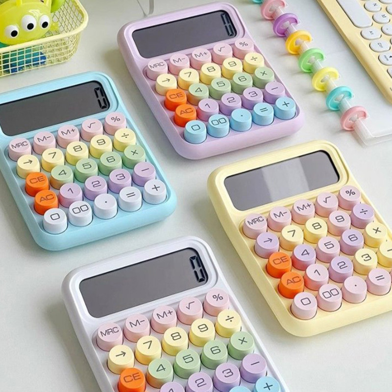 Jual Korean Kawaii Calculator Cartoon Candy Colour Silent Mechanical ...