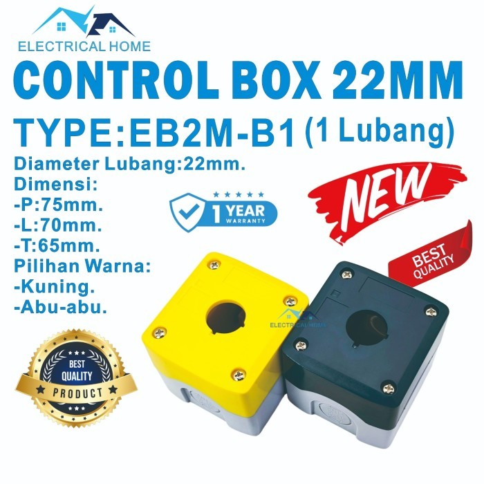 Jual Control Box Push Button 22mm 1 Lubang Abu-abu / Kuning MODEL BARU ...