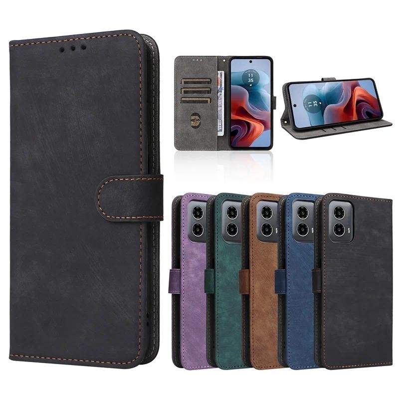 COQUE - Custodia Motorola Moto G42, Flip Cover In Pelle Marrone Con Grana, Slot Per Schede E Chiusura Magnetica