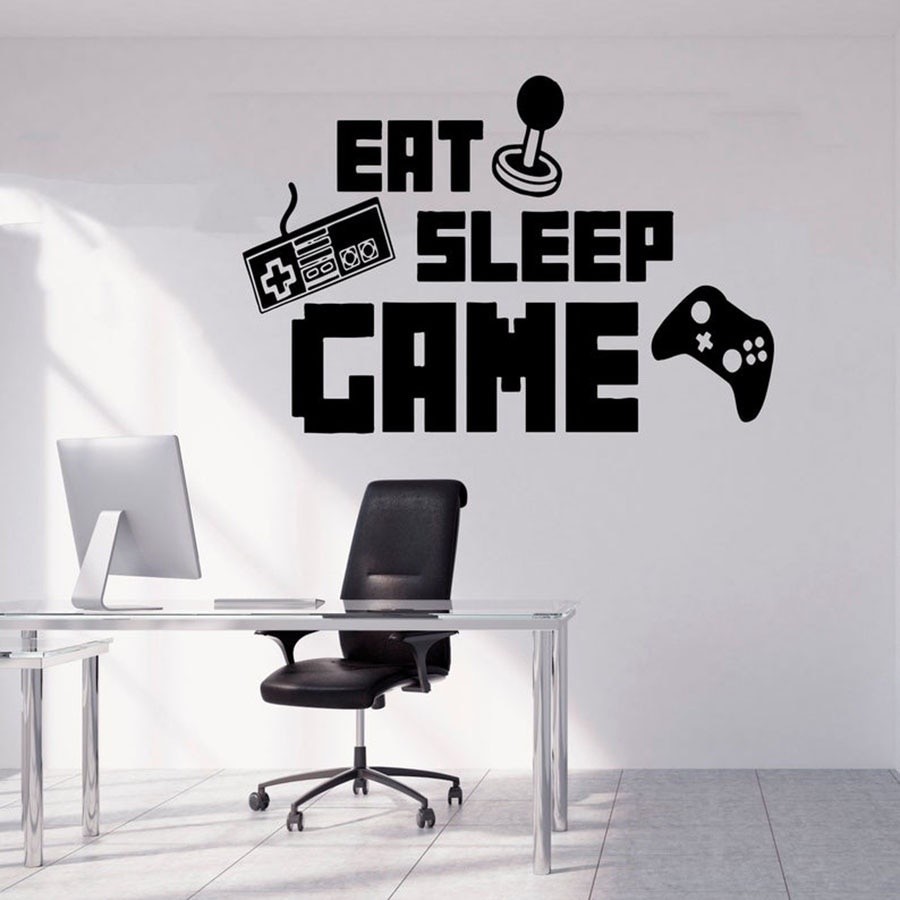 Jual Stiker Dinding Gamer Dinding Eat Sleep Game Controller Vinyl ...