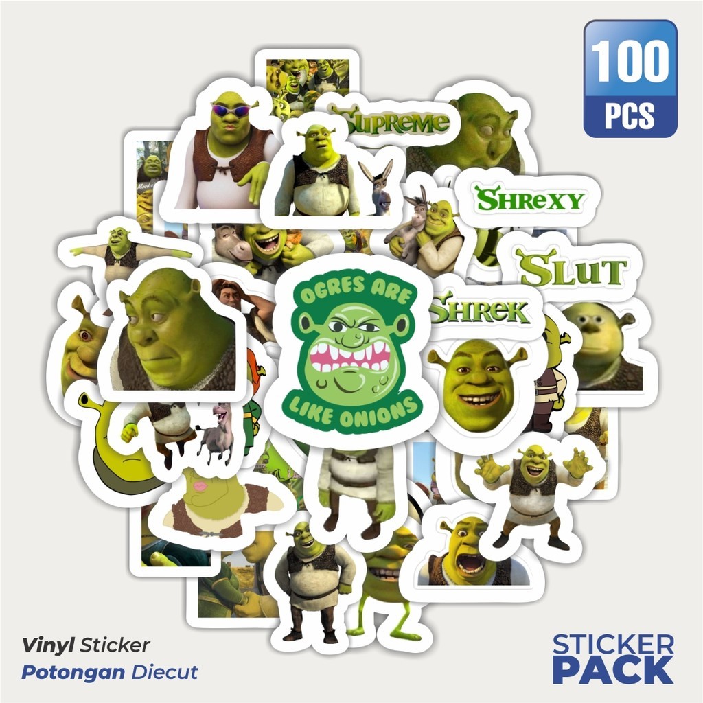 Jual MURAH 100 PCS Stiker Kartun Shrek Waterproof Aesthetic- Untuk ...
