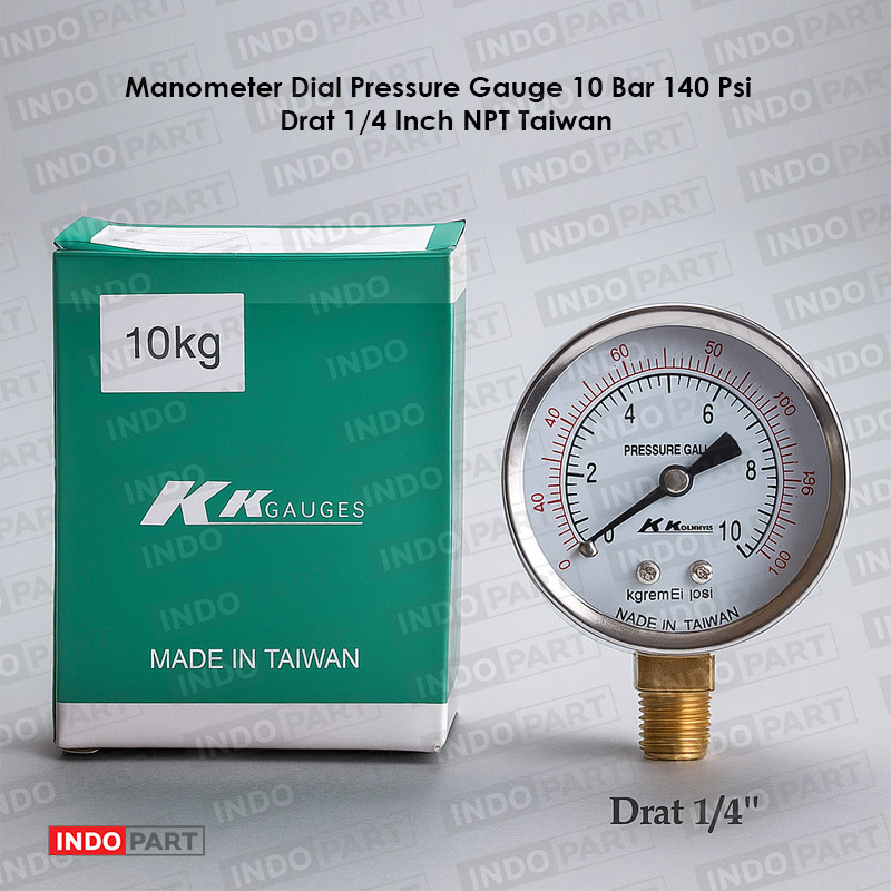 Jual Manometer Dial Pressure Gauge 10 Bar 140 Psi | Alat Ukur Tekanan ...