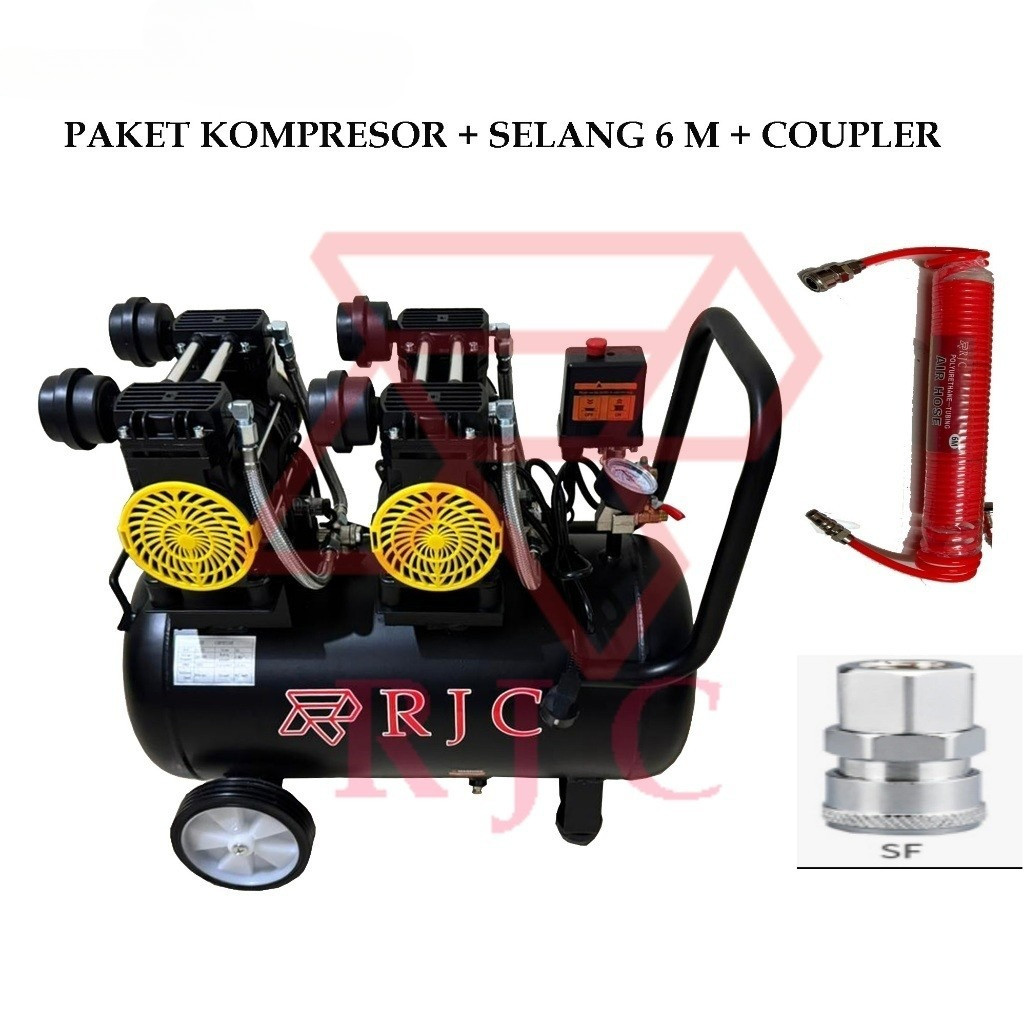 Jual Kompresor Oilless + Selang 1hp 2hp RJC Silent Compressor listrik ...