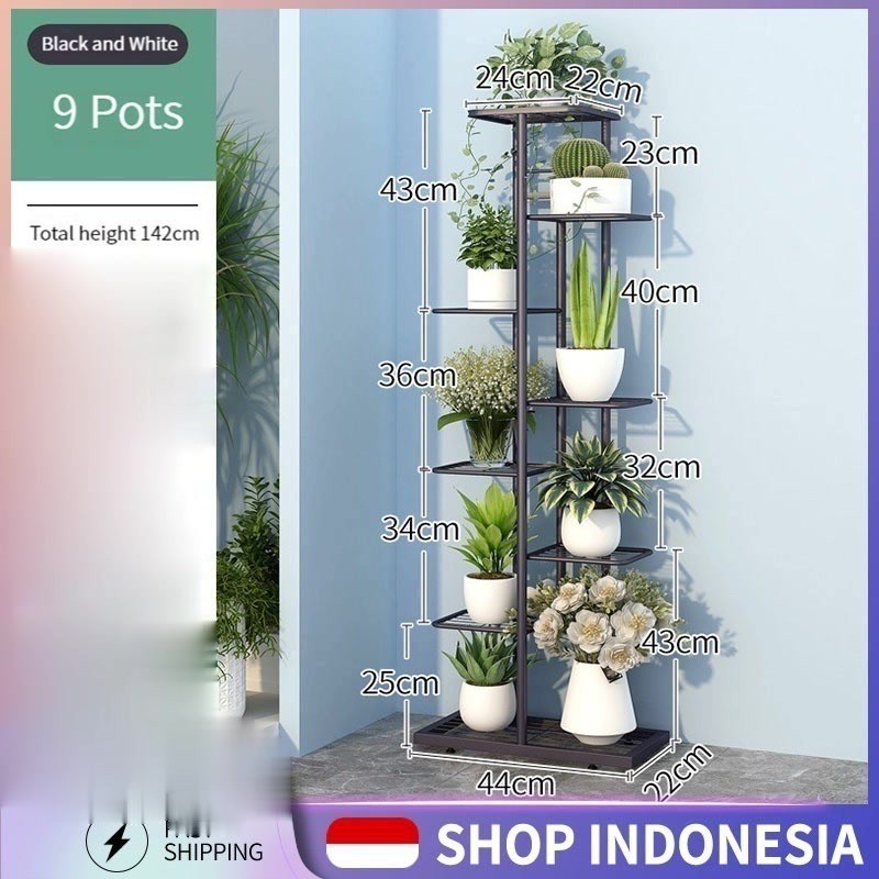 Jual Multifungsi 3/6/8 Susun Rak Bunga Besi pipa Rak Tanaman Rak Buku ...