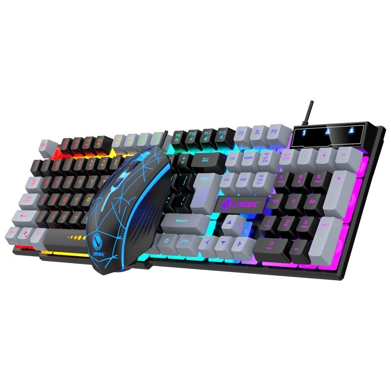 Jual Wired Keyboard And Mouse Set Usb Luminous Mechanical Keyboard And ...