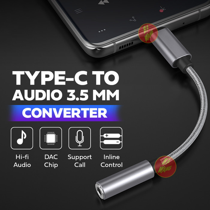 Jual USB Type C Audio 3.5mm Aux Converter Adapter DAC ADC HiFi 24bit ...