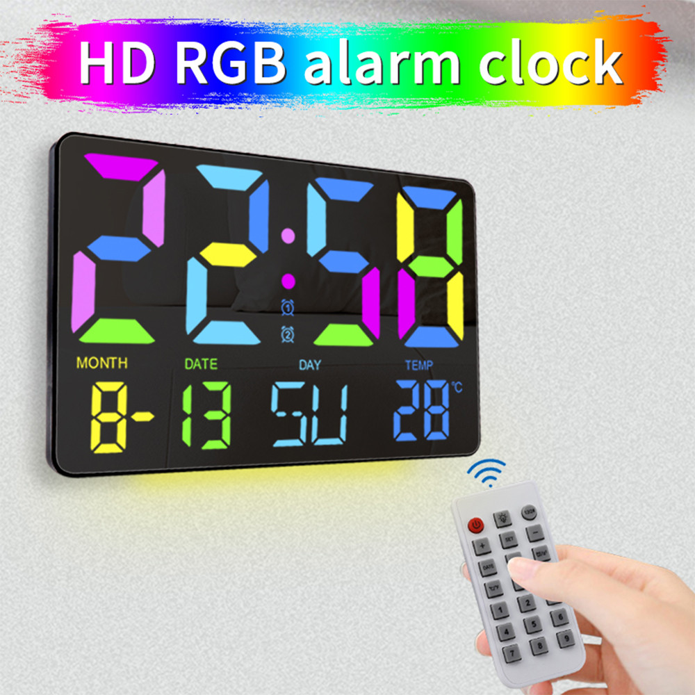 Jual TS-5310 Digital RGB Wall Clock Large Screen Mirror Alarm Clock 5 ...
