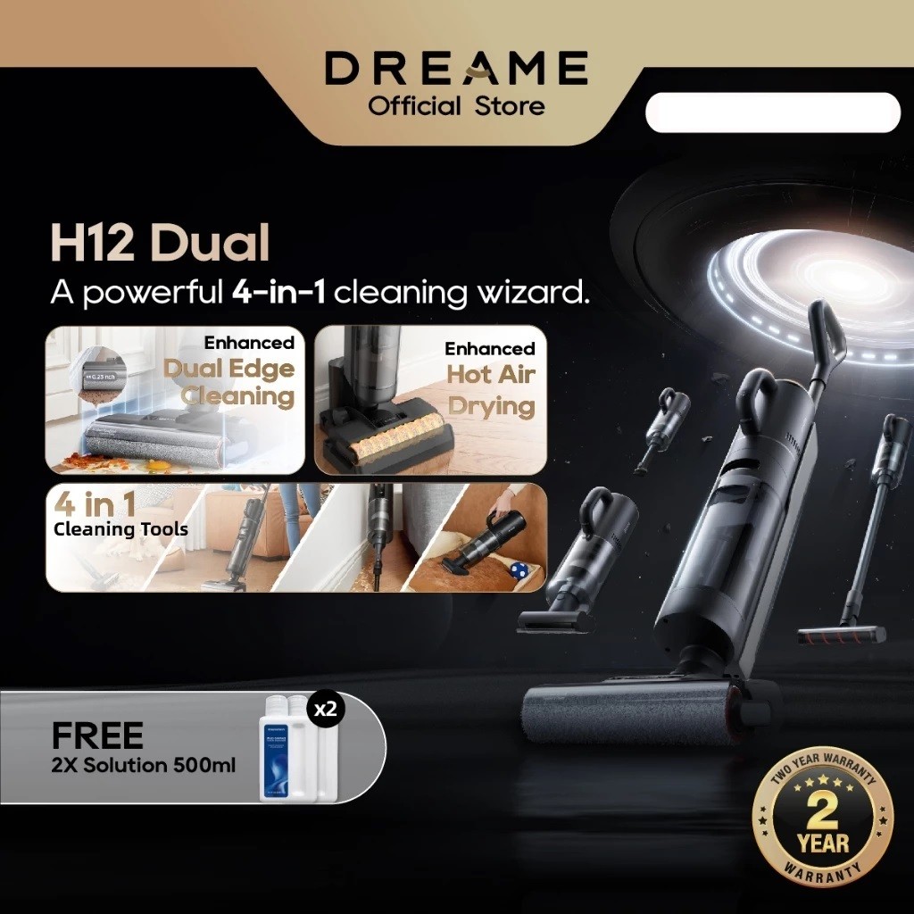 Jual Dreame H12 Dual Wet and Dry 4 in 1 Cordless Vacuum Cleaner Floor Wash & Vacuum Carpets