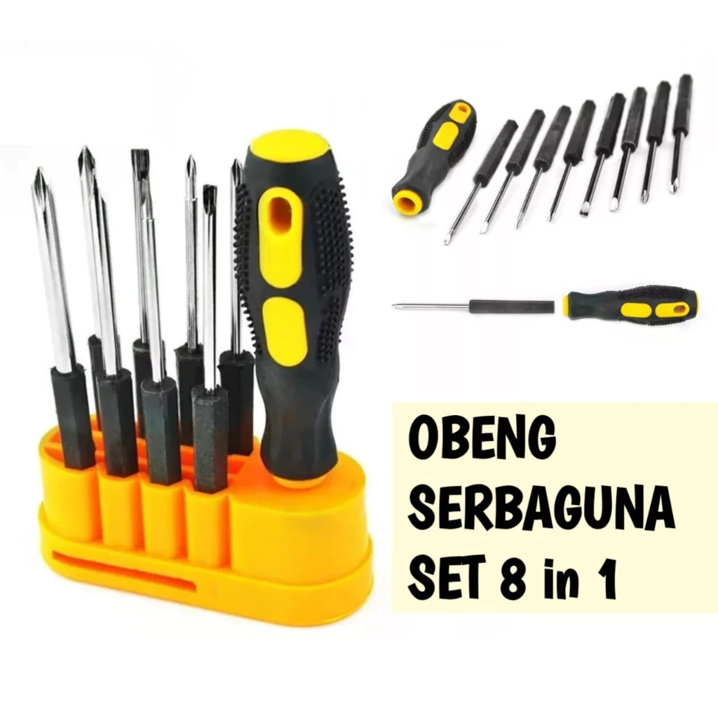 Obeng Set 8 In 1 Plus Minus Magnetik Multiguna | AutoStock