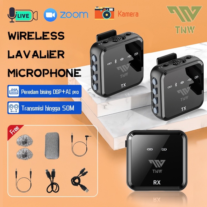 Jual TNW N8 N9 Wireless Lavalier Mikrofon Clip on Lapel Mic 2.4GHz