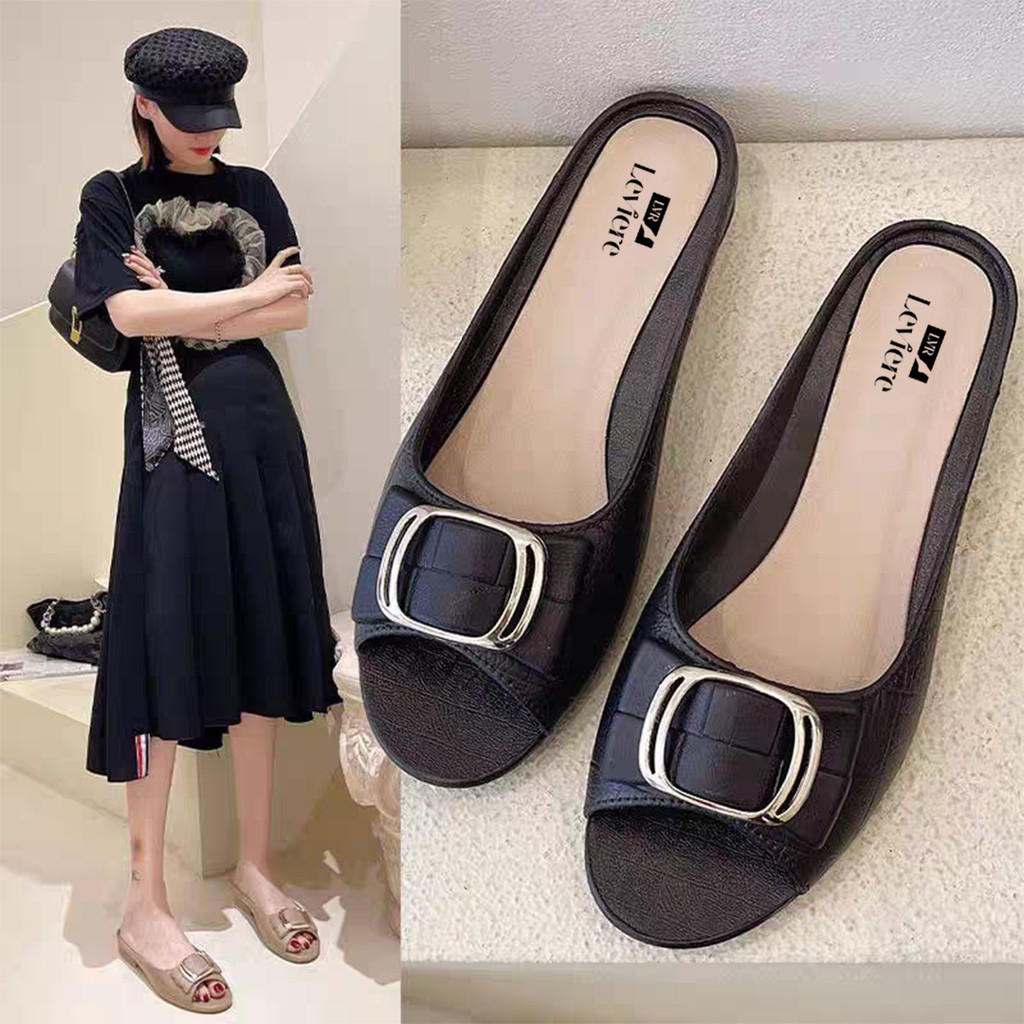Jual PLK Jackson [JUAL MODAL] TG1657 Sandal Wedges Wanita Slop Gesper ...
