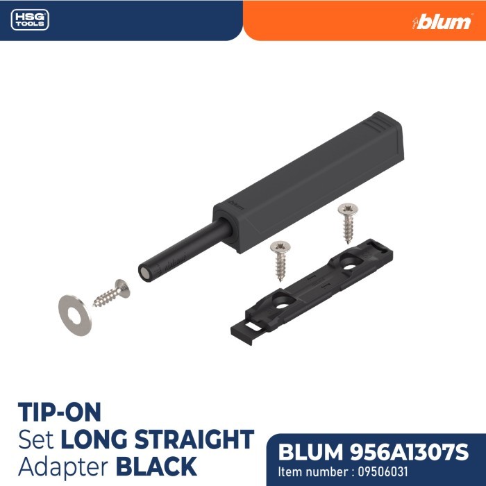 Jual BLUM PUSH TO OPEN TIP-ON SET LONG STRAIGHT ADAPTER BLACK 956A1307S ...