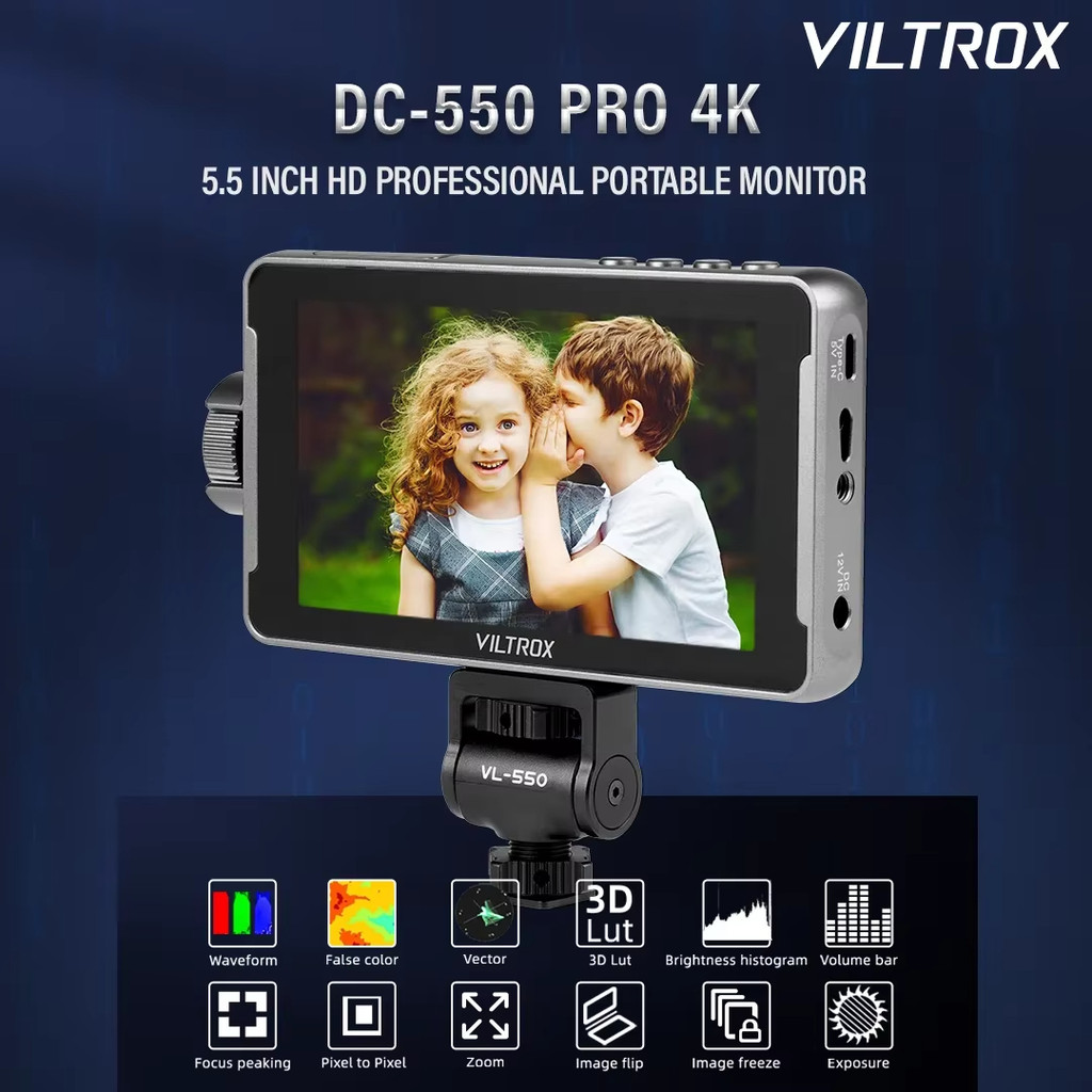 VILTROX DC-550 PRO Touchscreen Camera Video Monitor, 5.5 Inch 1200nits 4K HDMI in/Out Video Field Monitor Kit with Battery - On-Camera Touchscreen Monitor, 3D LUT, 1920X1080