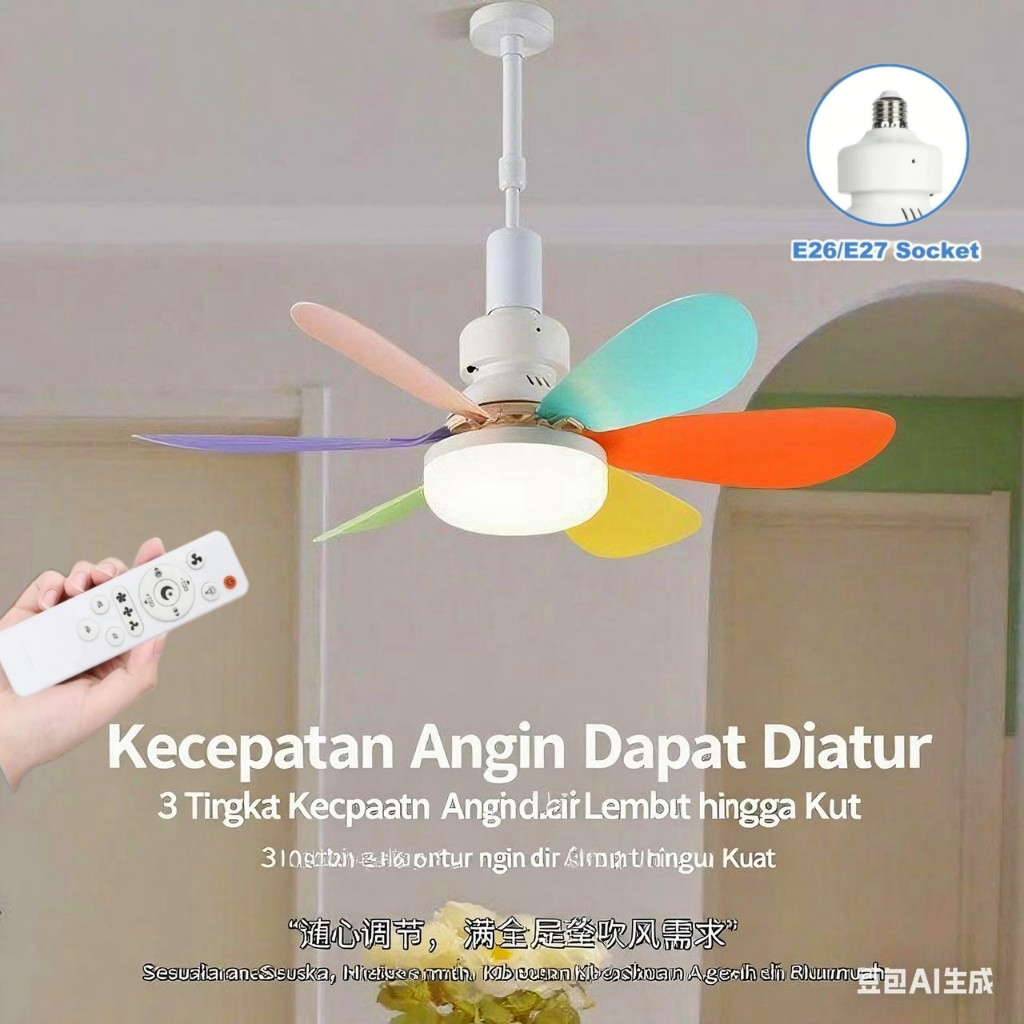 Jual Lampu Kipas Angin Plafon remote control Lampu 2In1 kipas universal ...