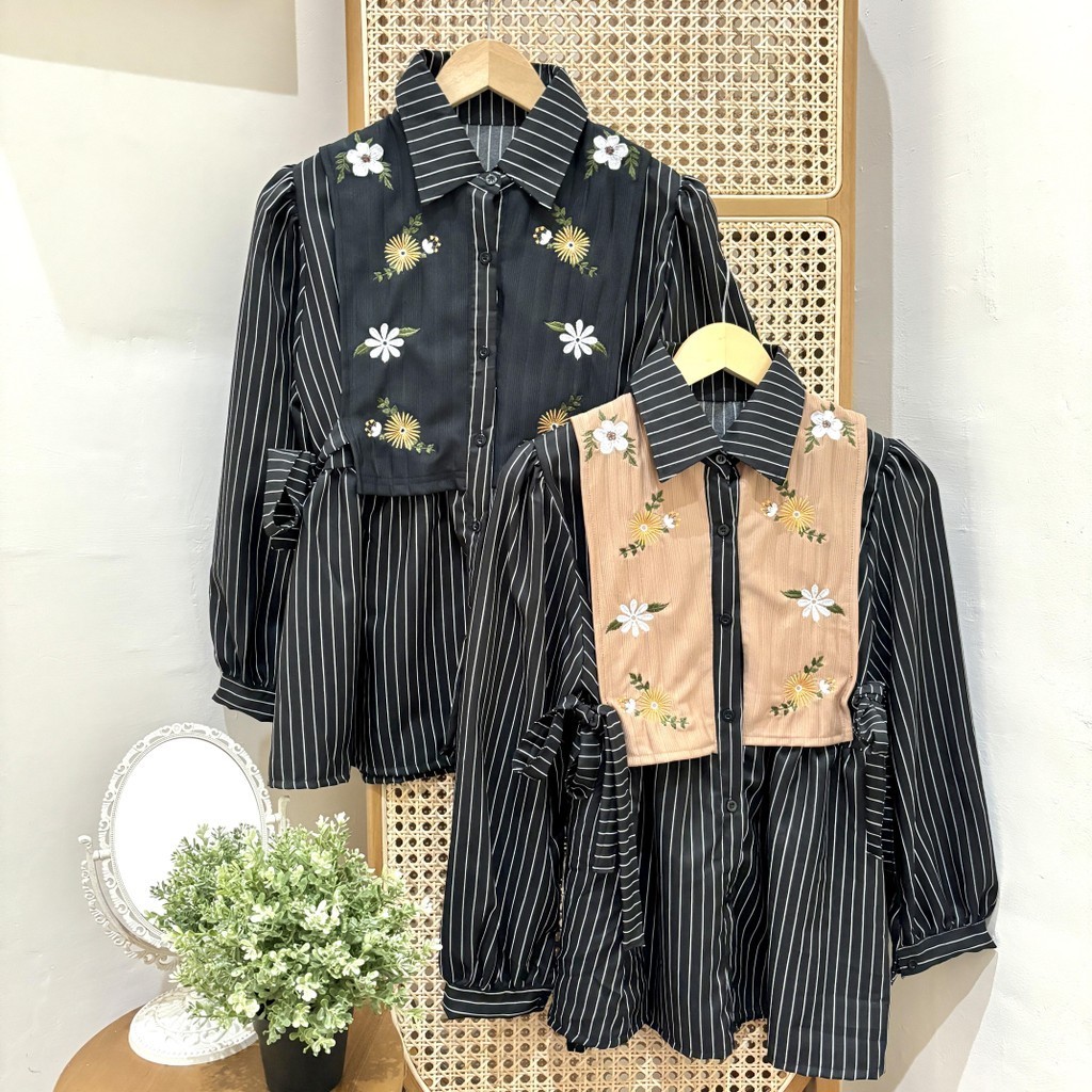 Nevada Salur Kantong Piping Bordir Kemeja Anak Perempuan main image 0