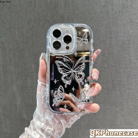 Pratinjau Case Iphone 15 PRO MAX Motif Kupu - Kupu Silver Elegan