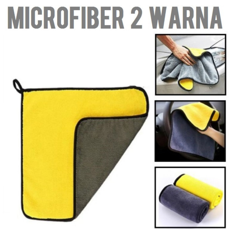 Jual (16L) MICROFIBER 2 WARNA 25X25 kain lap microfiber 500gsm 25 x 25 ...