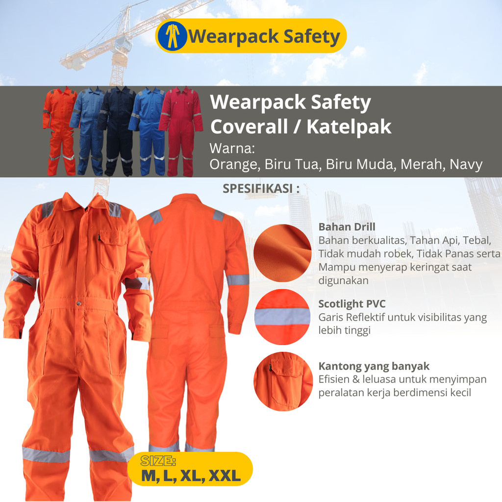 Jual Wearpack TERUSAN KATELPAK COVERALL Baju Safety Wearpack Size M L ...