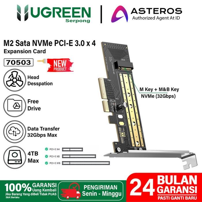 Jual Ugreen Adapter PCIE to SSD M2 NVME Express 32Gbps PCI-E X4/8/16 ...