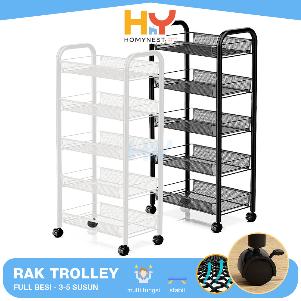 Jual HOMYNEST Rak Roda Besi Serbaguna 4 5 Susun Rak Troli Dapur ...