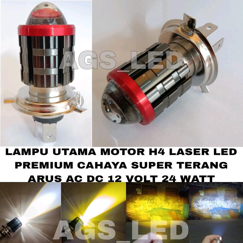 Jual LAMPU UTAMA MOTOR LED PREMIUM LASER H4 AC DC 12 VOLT 24WATT ...