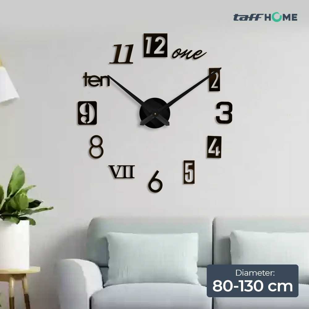 Jual TaffHOME Jam Dinding Besar DIY Giant Clock Quartz 80-130cm - D013 ...