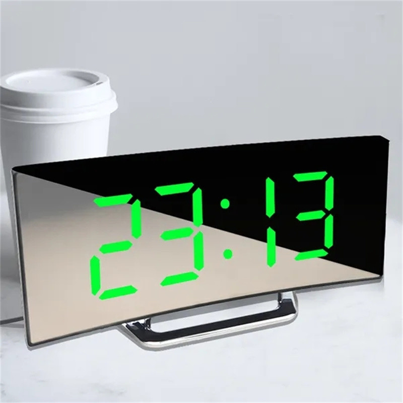 Jual Curved Screen Mirror LED Digital Clock Creative Digital Alarm ...