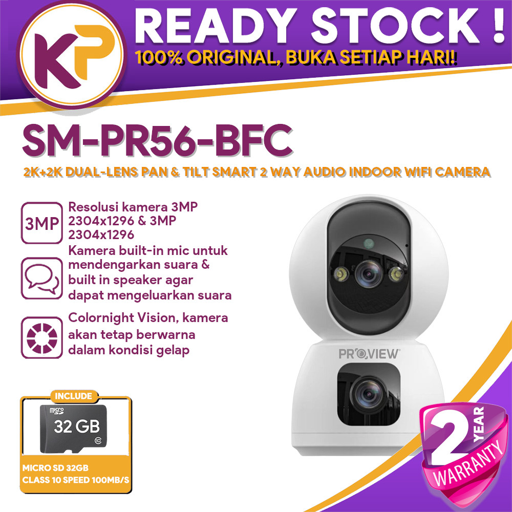 Jual PROVIEW SM-PR56-BFC (3MP&3MP) 2K+2K DUAL-LENS PAN & TILT SMART 2 ...