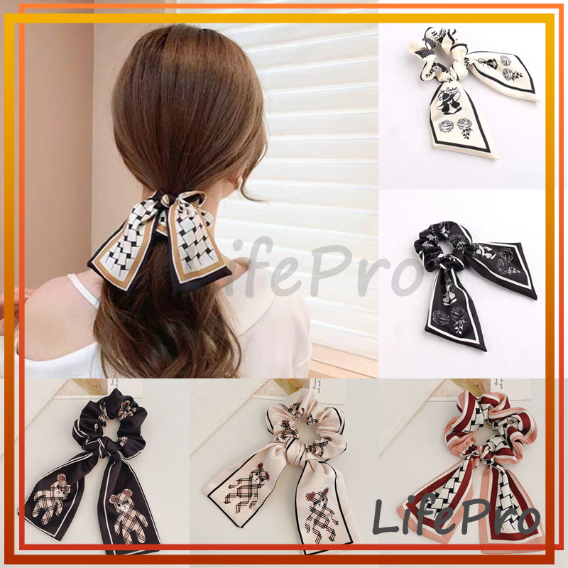 Jual Ikat Rambut Wanita Bentuk Pita Kain / Scrunchie Rambut Syal Korean ...