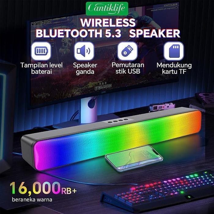 Jual 40CM Long Speaker Bluetooth Speaker Soundbar RGB Smart Lamp Touch ...