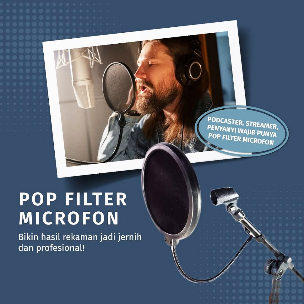Jual Pop Filter Mikrofon Layer Ganda Mesh Windscreen / Microphone ...