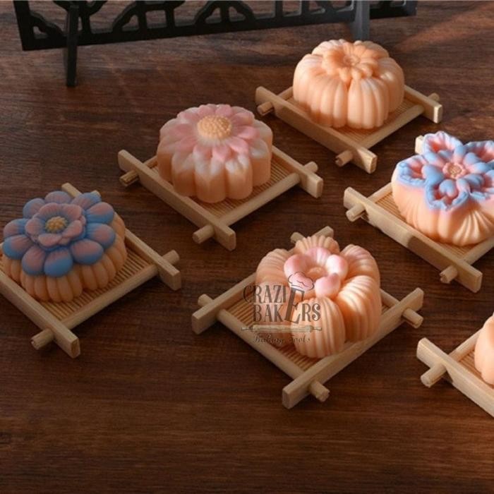 Jual Cetakan Silikon Pudding Mooncake 3D Flower Shape - Bunga-Bunga - A ...