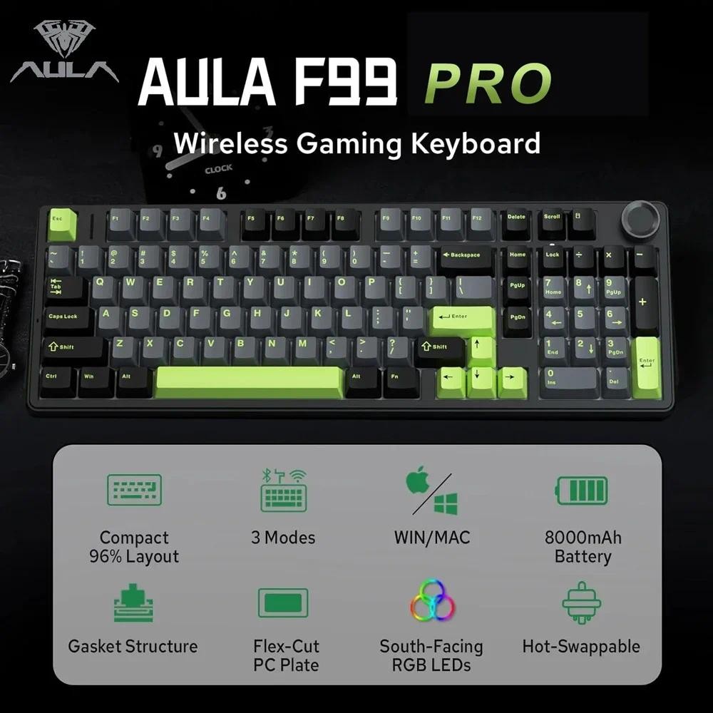 Jual AULA F99PRO Gaming Mechanical Keyboard 99 Key Three Mode Wireless ...