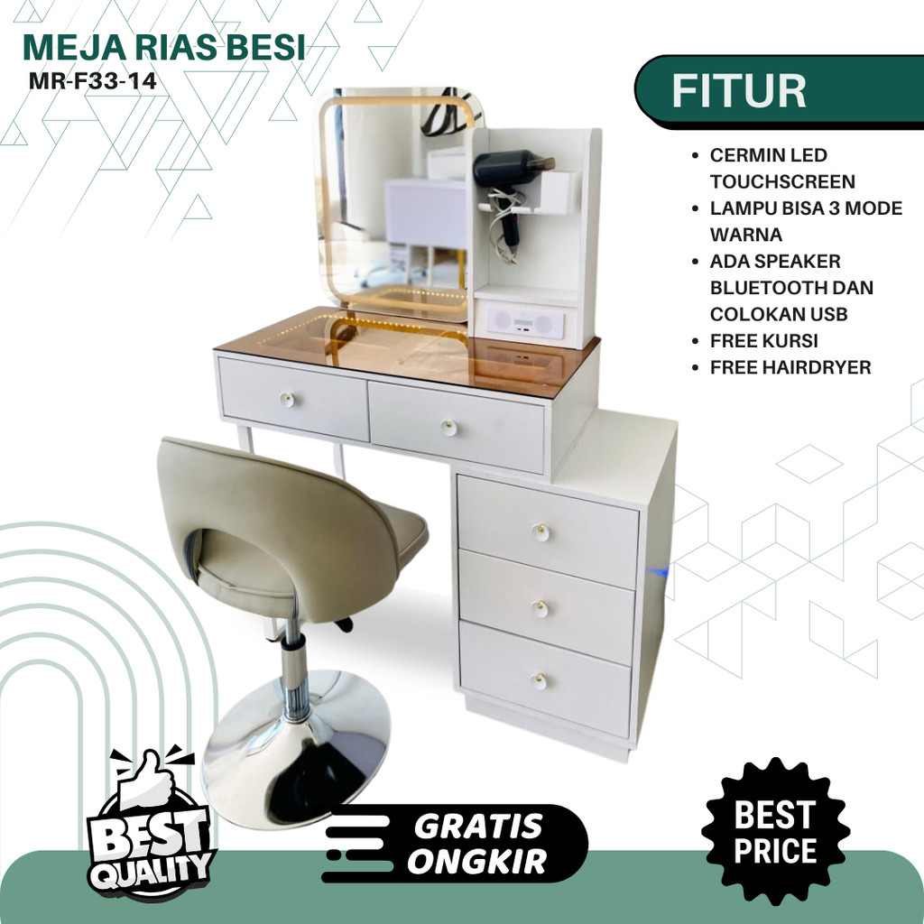 Jual Meja Rias LED Touchscreen, Meja Rias LED Tipe MR-F33-14 CERMIN ...