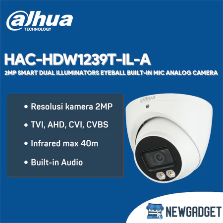 DAHUA HAC-HDW1239T-IL-A 2MP SMART DUAL ILLUMINATORS EYEBALL BUILT-IN MIC ANALOG CAMERA + HAC-HDW1239T-IL-A-2.8MM