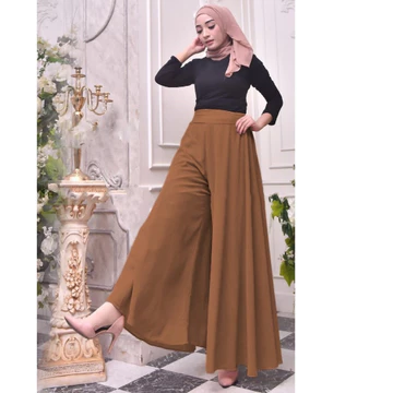 Celana Kulot Wanita Panjang Payung Jumbo Full Puring Ceruty Pakaian Bawahan Fashion Muslim