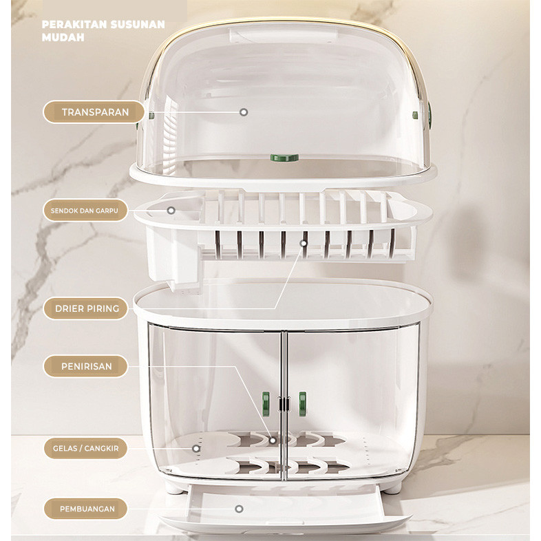 Jual Rak Piring 2 Tingkat Dengan Tutup Dish Drying Rack Rak Piring ...
