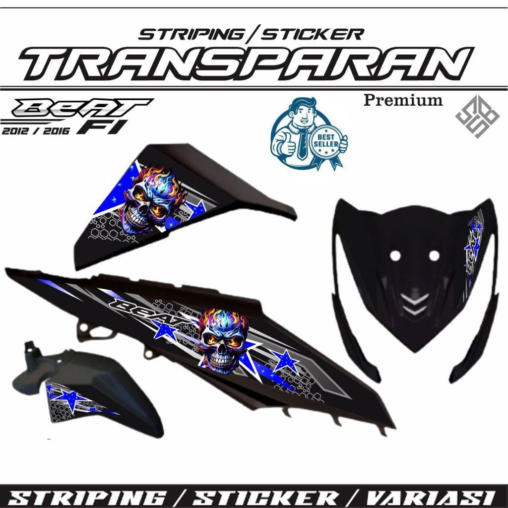 Jual STIKER VARIASI MOTOR HONDA BEAT PGM-FI POLET KEREN TRANSFARAN ...