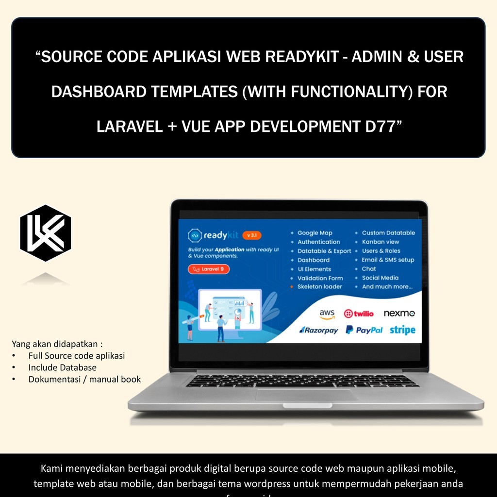 Jual SOURCE CODE APLIKASI WEB READYKIT - ADMIN & USER DASHBOARD ...