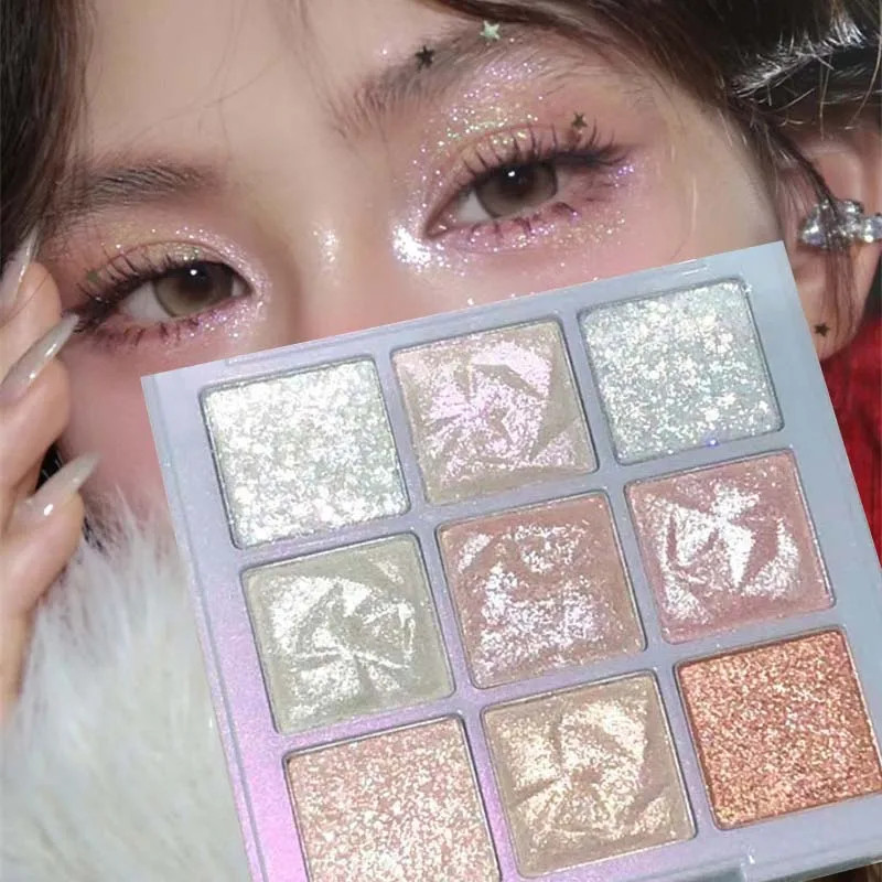 Jual 9 Colors Glitter Snowflake Eyeshadow Palette Dream Girl Pearly Eye ...