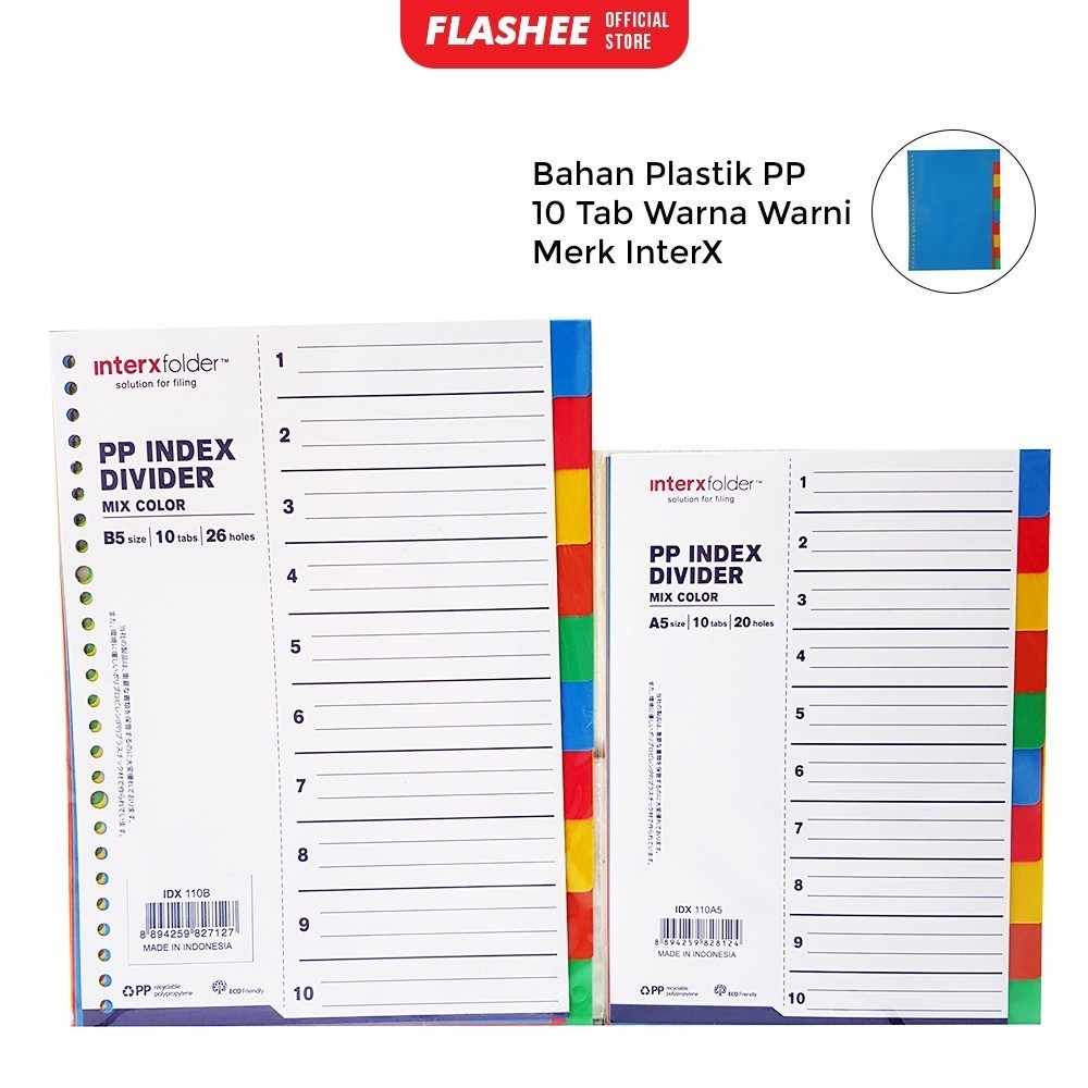 Jual Flashee Pembatas Binder B5 26 Ring A5 20 Ring Divider InterX ...