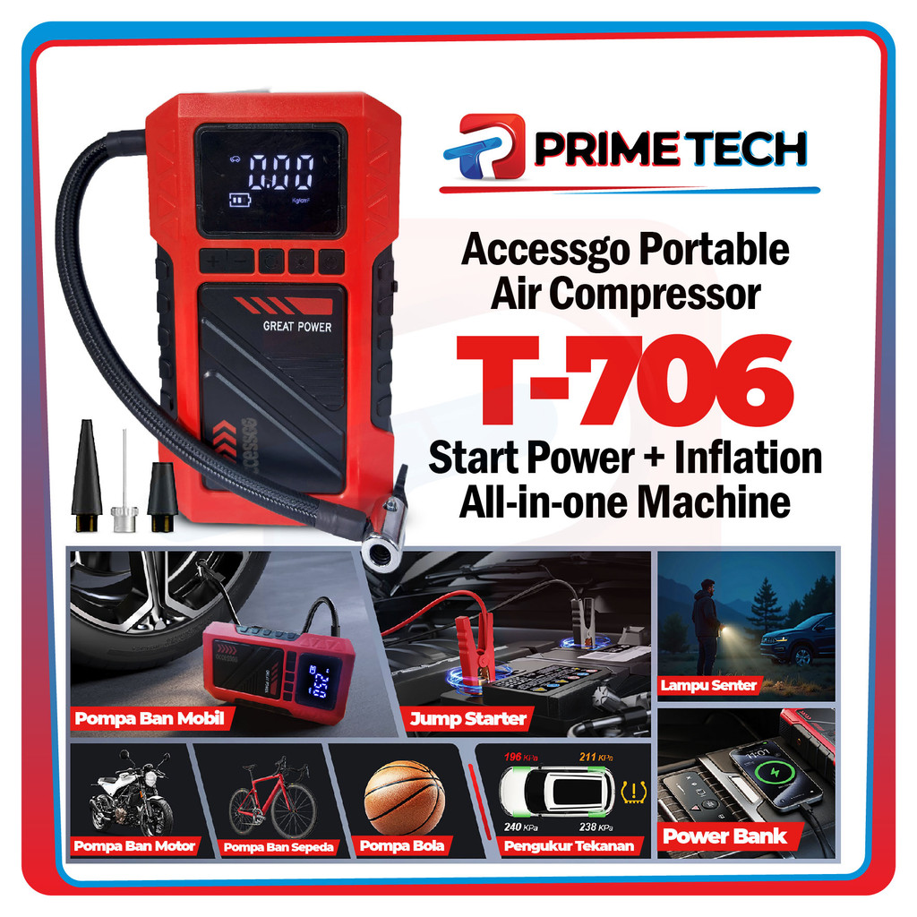 Jual AIR COMPRESSOR POMPA ANGIN ELEKTRIK Digital T-706 Multifungsi All ...