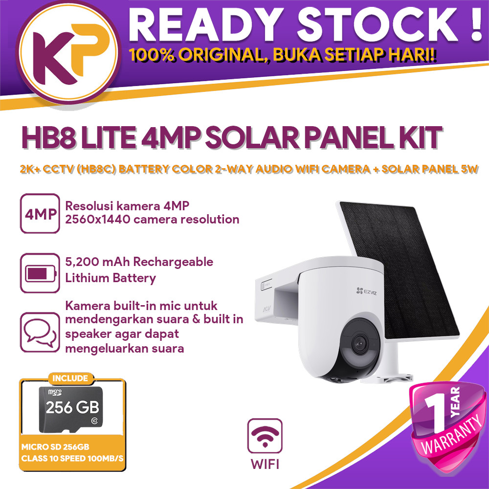 Jual EZVIZ HB8 LITE 4MP SOLAR PANEL KIT 2K+ CCTV OUTDOOR BATTERY COLOR ...