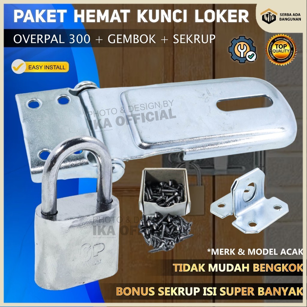 Jual SAB 1SET Overpal Tebal 300 + Gembok 30 mm gembok putar plat kunci ...