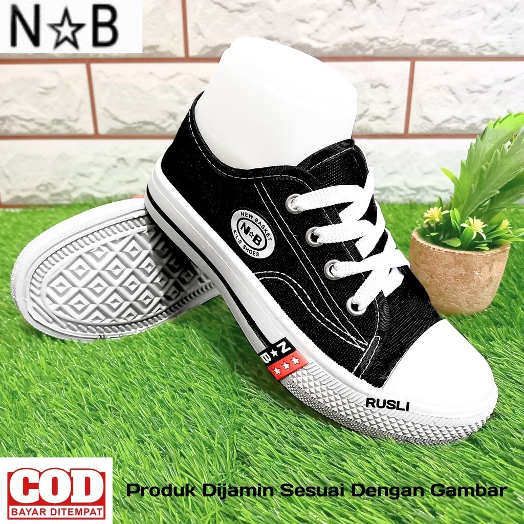 (COD) Sepatu Sekolah All Star Sneaker Pendek Bertali Anak Pria Wanita NB KLS