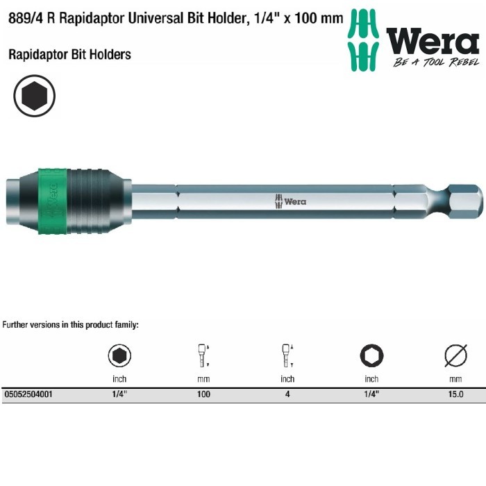 Jual Wera 05052504001 - Adaptor Hex Universal Bit Holder 1/4 inch x 100 ...