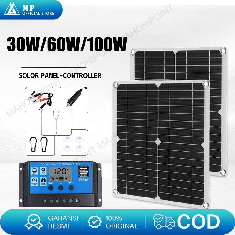 Jual 100W/60W/30W solar panel Solar Charge Controller 60A LCD LED ...