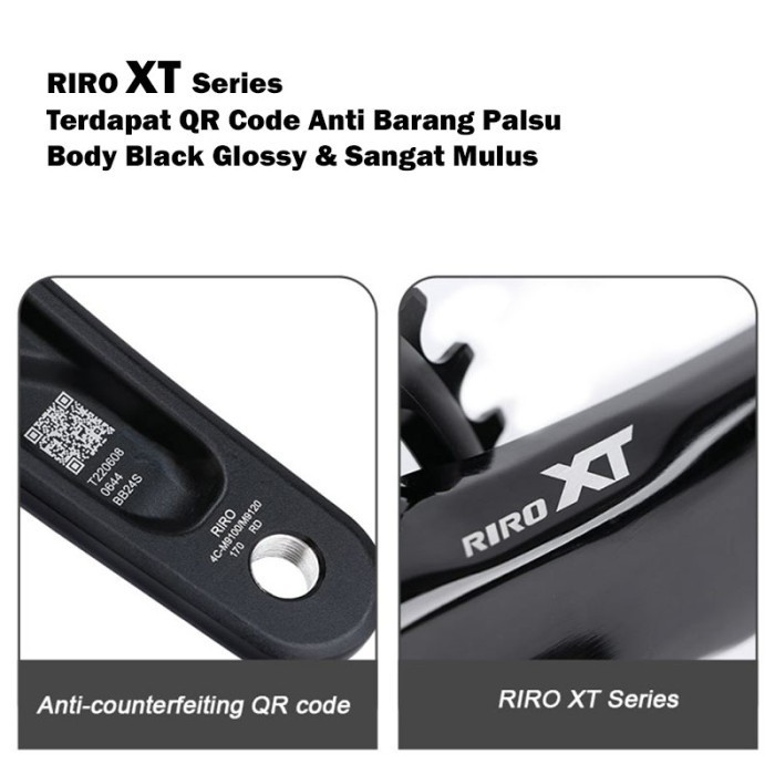 Jual RIRO XT Crankset BB HT2 Hollowtech Crank Only BCD 104 NO BB Hitam ...